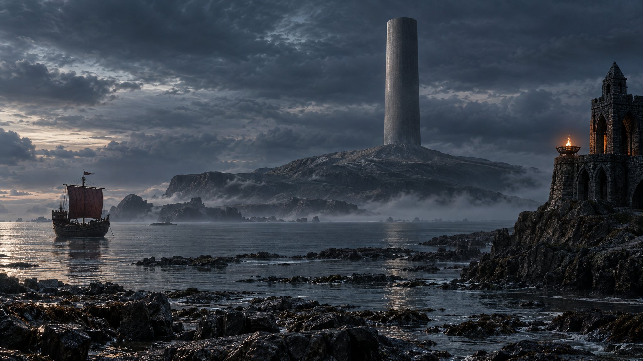 The Adamantine Tower rising above the coast of High Rock