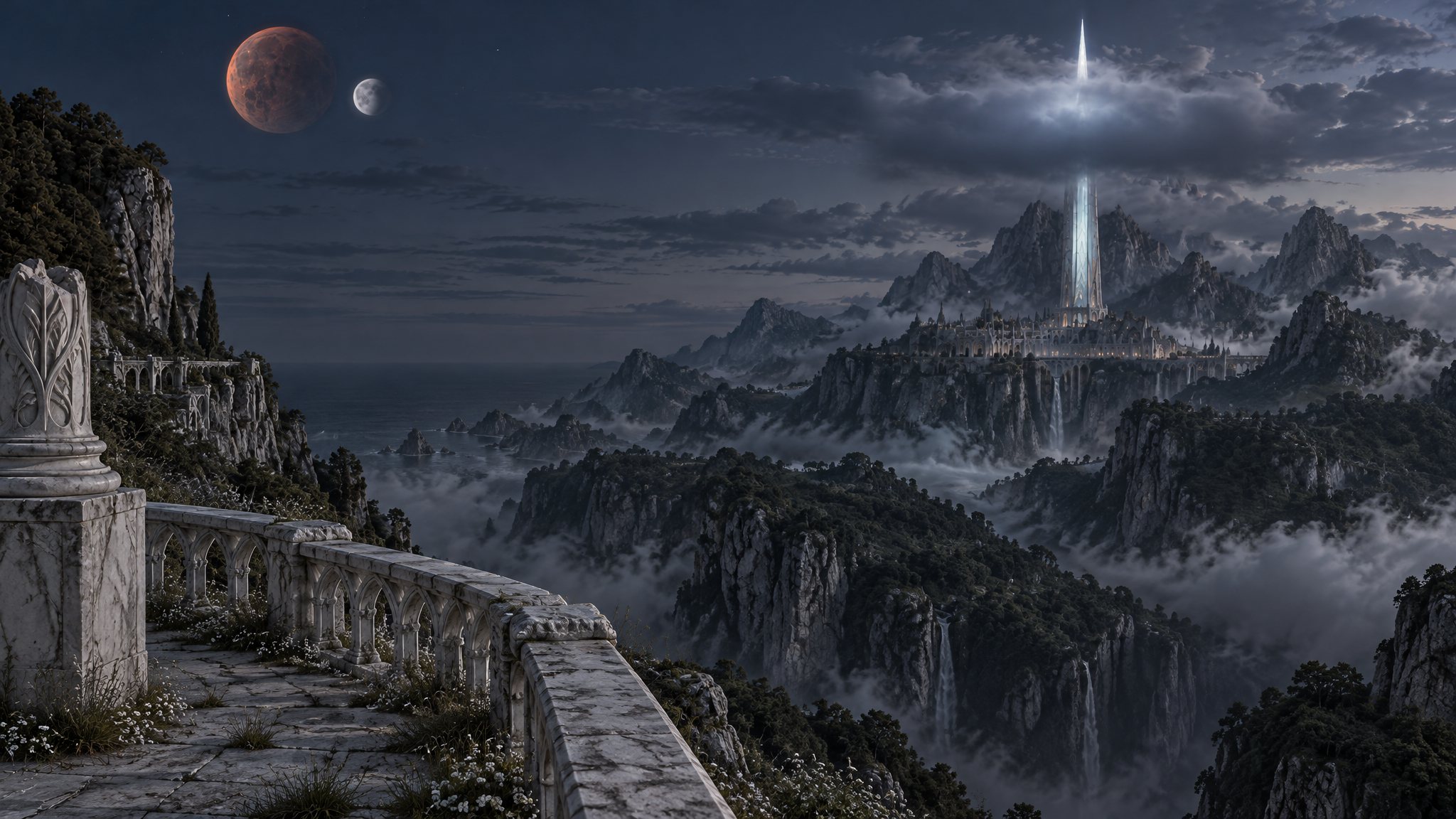 The Crystal Tower rising over the Summerset Isles